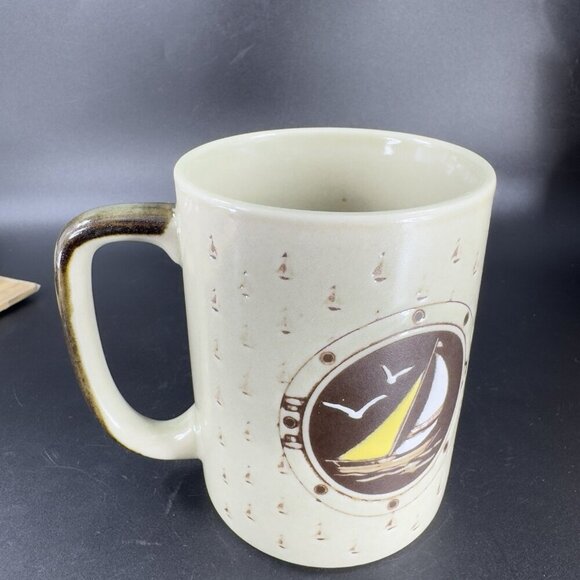 Otagiri Sailboat Nautical Theme Coffee Mug Cup Stoneware Sea Ship Mug Cup VTG - Picture 9 of 12